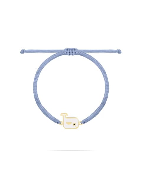 دستبند بافت آبی نیلی هپی وال با میناکاری سفید