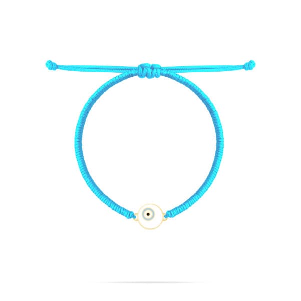 دستبند بافت آبی با دایره سفیدو آبی  وینک